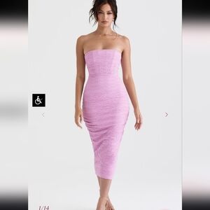 House of CB Lilac Strapless Midi Dress